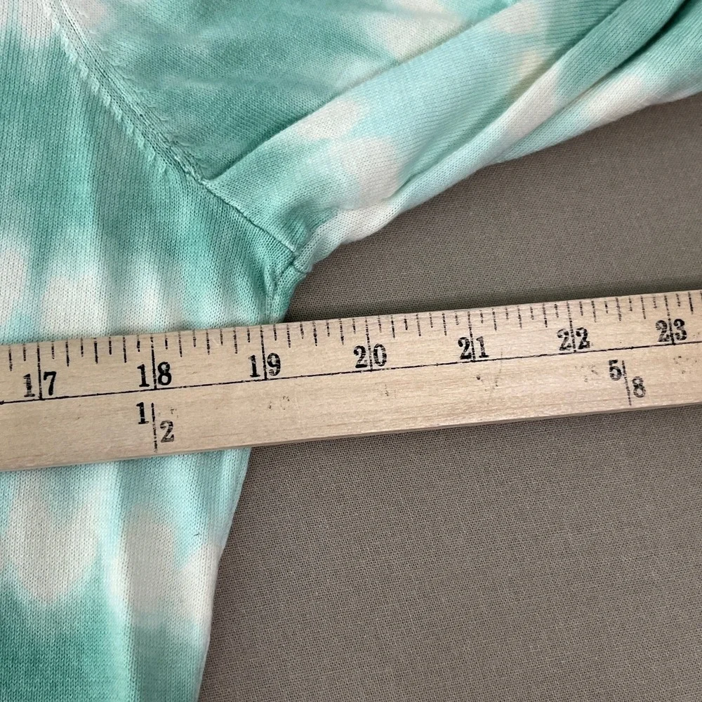 Tory Burch Cardigan Sweater Womens Large Green Tie Dye Knit Button‎ Front V-Neck